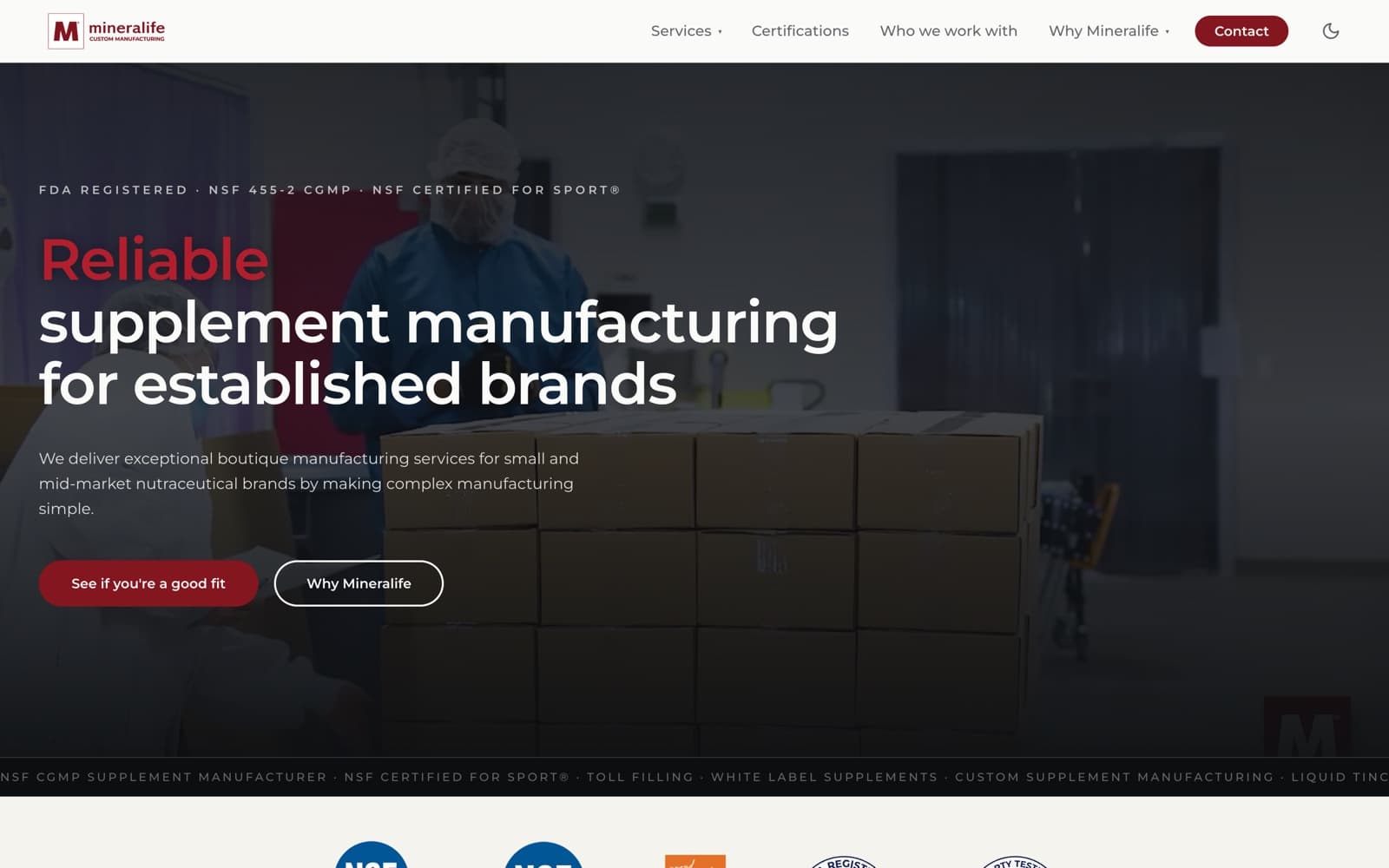 Mineralife B2B website homepage